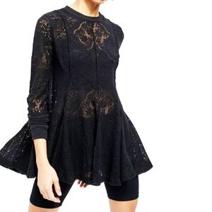 Free People Coffee in the Morning Tunic in Black